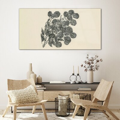 Tableau en verre Motif floral en noir et blanc