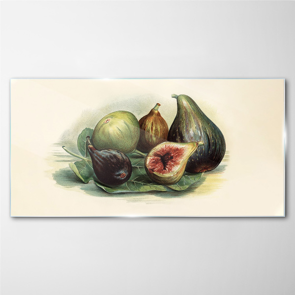 Tableau photo sur verre Figue sur une feuille