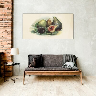 Tableau photo sur verre Figue sur une feuille