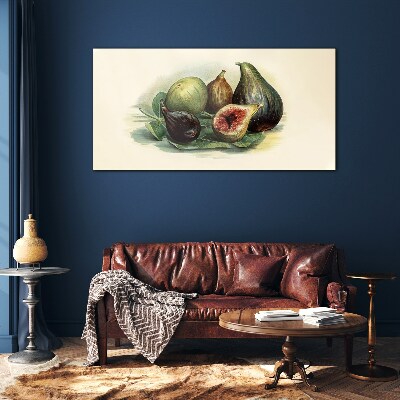Tableau photo sur verre Figue sur une feuille