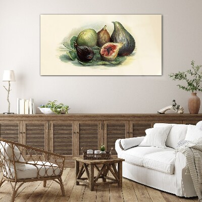 Tableau photo sur verre Figue sur une feuille
