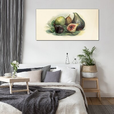 Tableau photo sur verre Figue sur une feuille