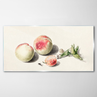Tableau sur verre Pêches juteuses sur fond clair