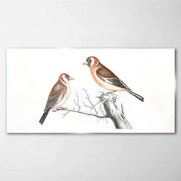 Tableau en verre Deux oiseaux sur une branche