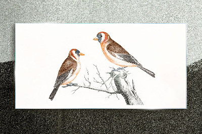 Tableau en verre Deux oiseaux sur une branche