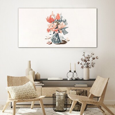 Tableau photo sur verre Bouquet de fleurs dans un vase