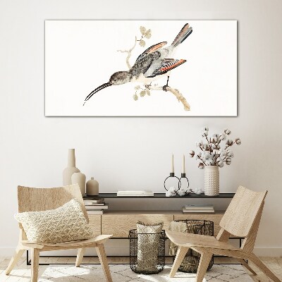 Tableau sur verre Un oiseau sur une branche