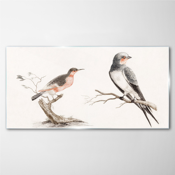 Tableau en verre Oiseaux sur les branches