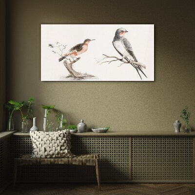 Tableau en verre Oiseaux sur les branches