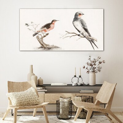 Tableau en verre Oiseaux sur les branches