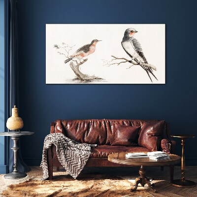 Tableau en verre Oiseaux sur les branches