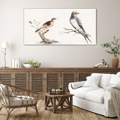 Tableau en verre Oiseaux sur les branches