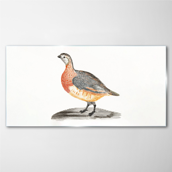 Tableau sur verre Un oiseau joyeux sur fond blanc