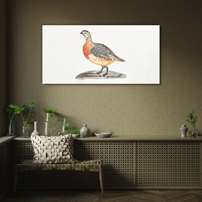 Tableau sur verre Un oiseau joyeux sur fond blanc
