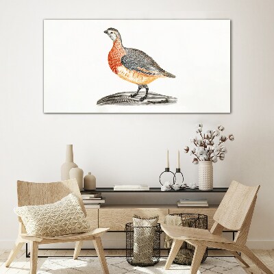 Tableau sur verre Un oiseau joyeux sur fond blanc