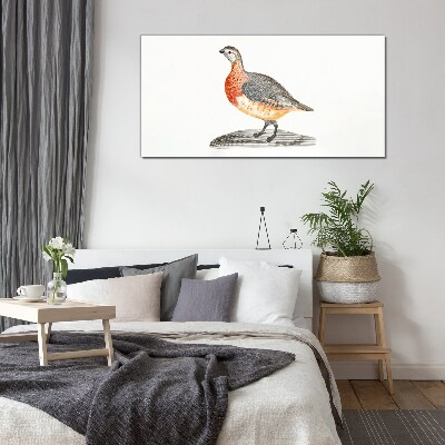 Tableau sur verre Un oiseau joyeux sur fond blanc