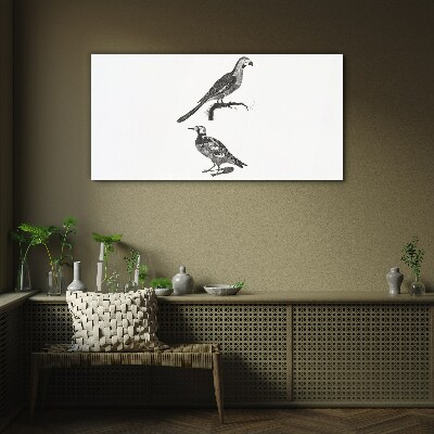 Tableau imprimé sur verre Oiseaux sur une branche