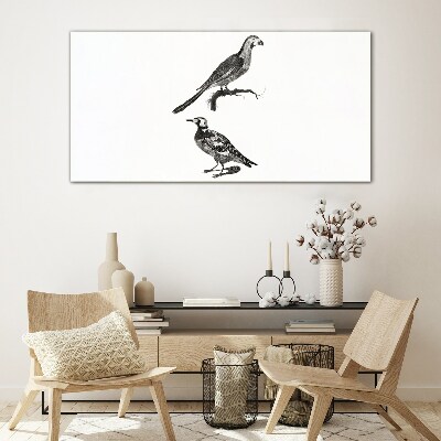 Tableau imprimé sur verre Oiseaux sur une branche