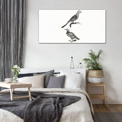 Tableau imprimé sur verre Oiseaux sur une branche