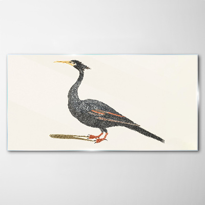 Tableau verre imprimé Oiseau noir sur fond blanc