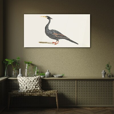 Tableau verre imprimé Oiseau noir sur fond blanc
