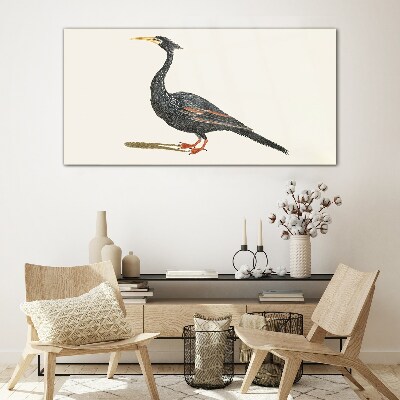 Tableau verre imprimé Oiseau noir sur fond blanc