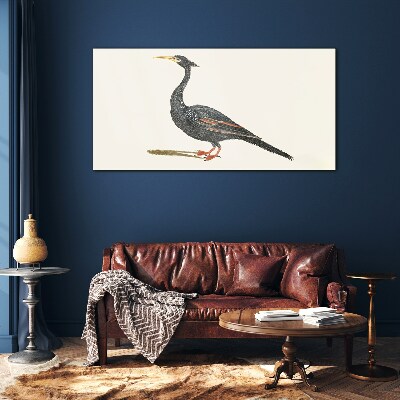 Tableau verre imprimé Oiseau noir sur fond blanc