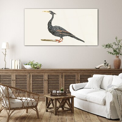 Tableau verre imprimé Oiseau noir sur fond blanc