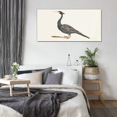 Tableau verre imprimé Oiseau noir sur fond blanc