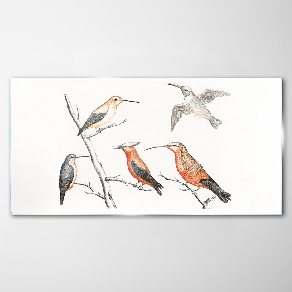 Tableau verre imprimé Oiseaux colorés sur une branche