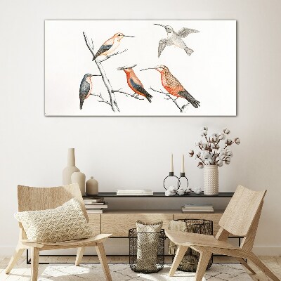 Tableau verre imprimé Oiseaux colorés sur une branche