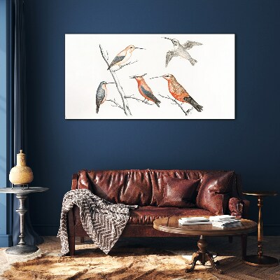 Tableau verre imprimé Oiseaux colorés sur une branche