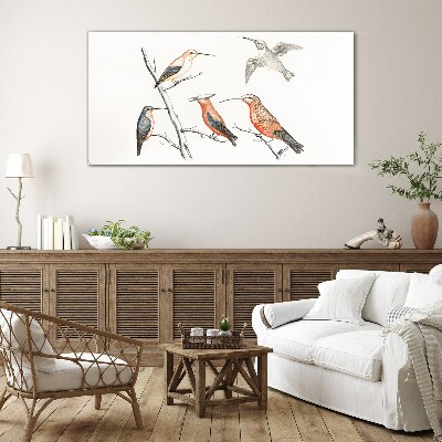 Tableau verre imprimé Oiseaux colorés sur une branche