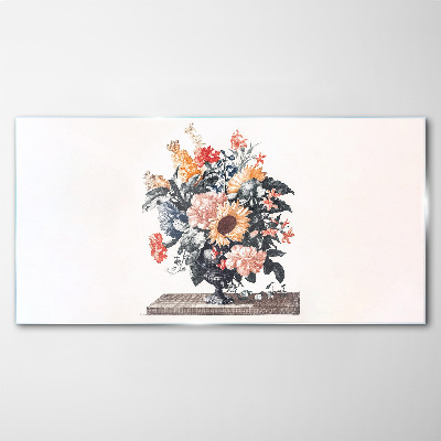 Tableau sur verre Bouquet de fleurs dans un vase