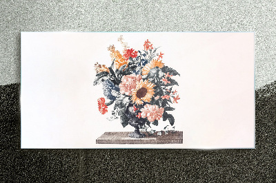 Tableau sur verre Bouquet de fleurs dans un vase