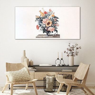 Tableau sur verre Bouquet de fleurs dans un vase