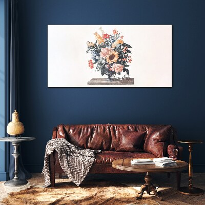 Tableau sur verre Bouquet de fleurs dans un vase