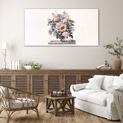 Tableau sur verre Bouquet de fleurs dans un vase