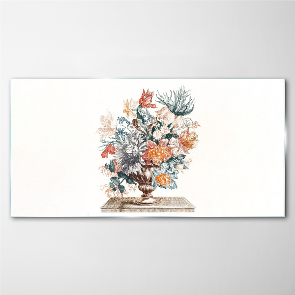 Tableau sur verre Composition florale dans un vase