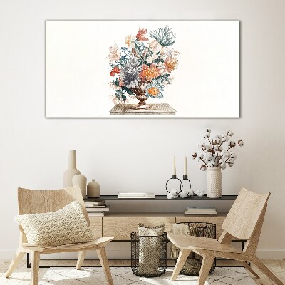 Tableau sur verre Composition florale dans un vase