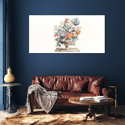 Tableau sur verre Composition florale dans un vase