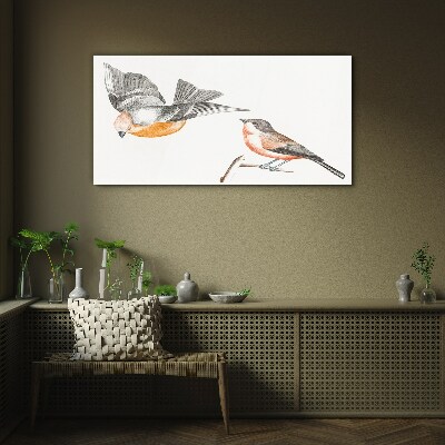Tableau photo sur verre Oiseaux en vol et sur une branche