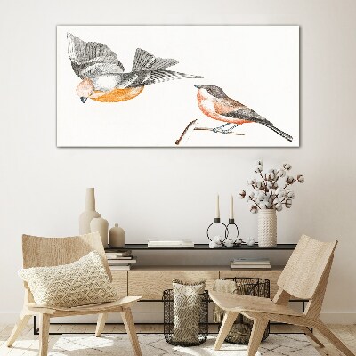 Tableau photo sur verre Oiseaux en vol et sur une branche
