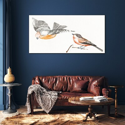 Tableau photo sur verre Oiseaux en vol et sur une branche