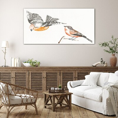 Tableau photo sur verre Oiseaux en vol et sur une branche
