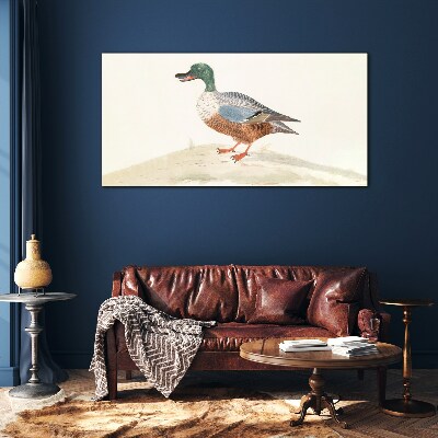 Tableau en verre Un canard sur un fond de couleurs délicates