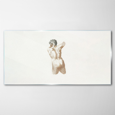 Tableau sur verre Nu d'un homme avec des cheveux