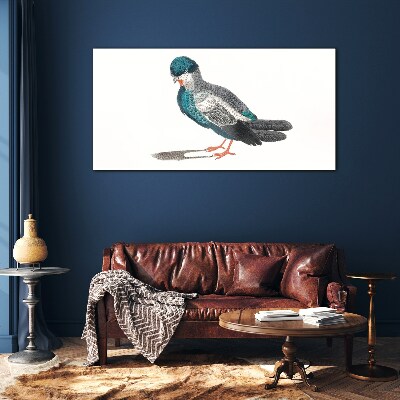 Tableau verre imprimé Oiseau coloré sur fond blanc