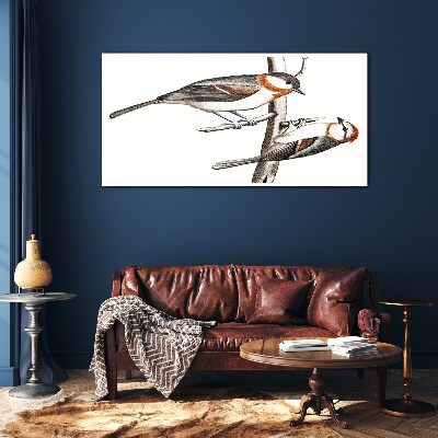 Tableau photo sur verre Rossignols sur une branche