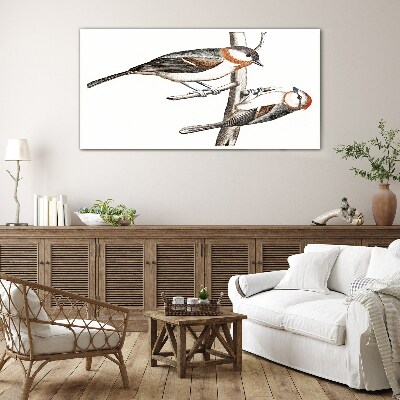 Tableau photo sur verre Rossignols sur une branche